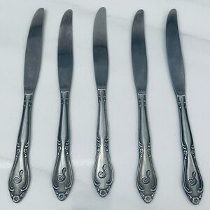 Customcraft Stainless Steel S Monogram Knives 5 Pc Set Taiwan Vintage